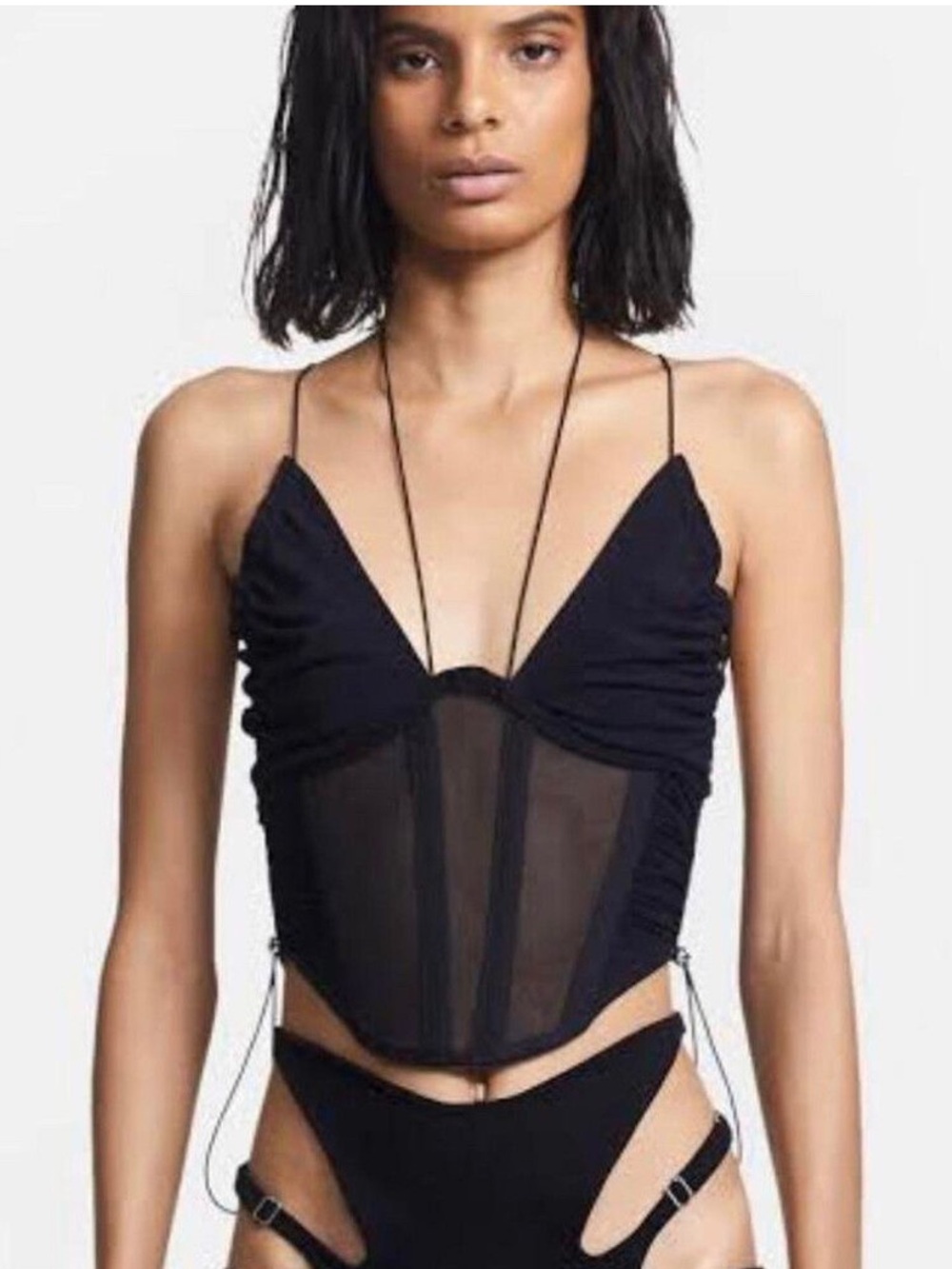 Dion Lee Black Sheer Corset Camisole